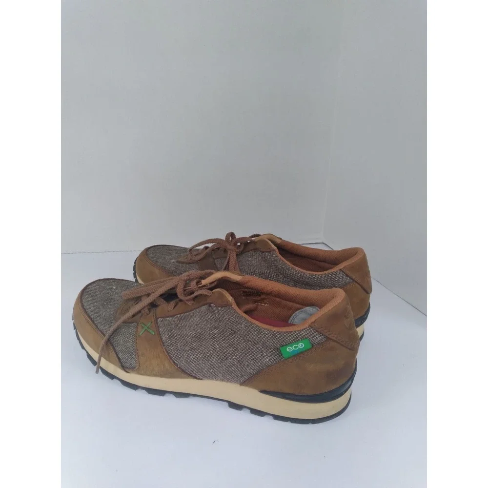 Twisted X Eco TWX Mens‎ Brown Leather Fabric Low Top Sneakers Casual Shoes